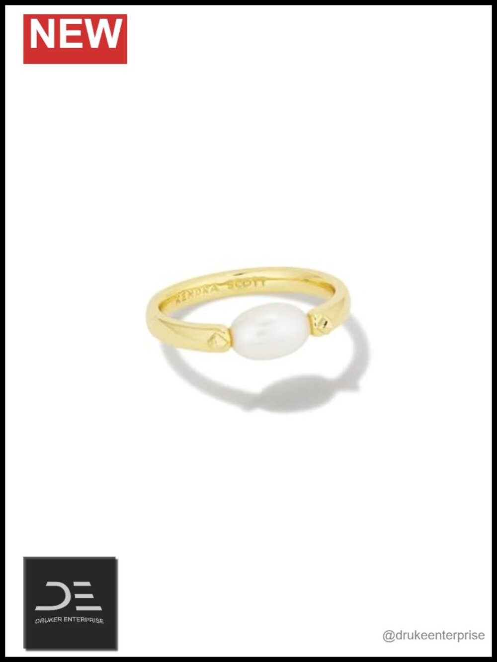 14k Gold-Plated Brass Pearl Band Ring Size 9